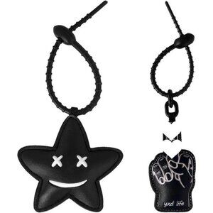 2Pcs Leather Bag Charms for Handbag Funny Black Purse Charms finger Star